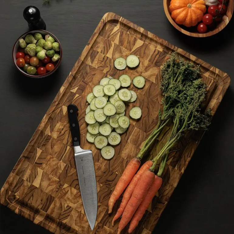 Butcher Block skjærefjøl 60x40x6 cm endeved teak