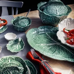 Cabbage serveringsfat 43x32 cm kålblad grønn