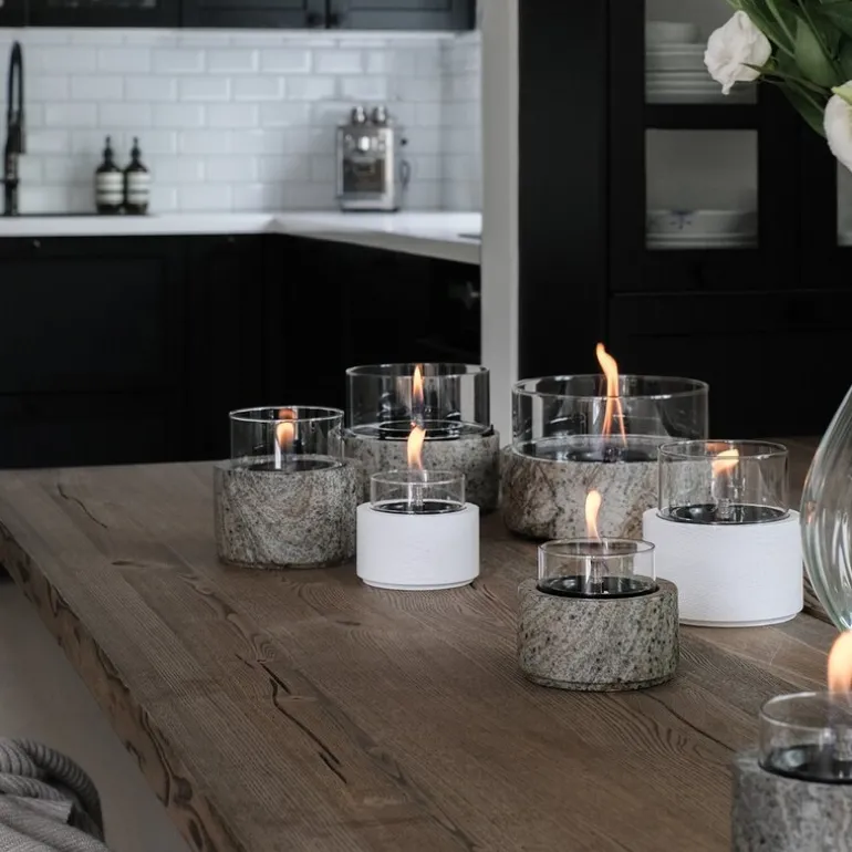 Café bordlykt 18 13 cm earth stone