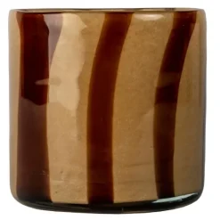Calore lyslykt 10x10 cm beige/brun stripe
