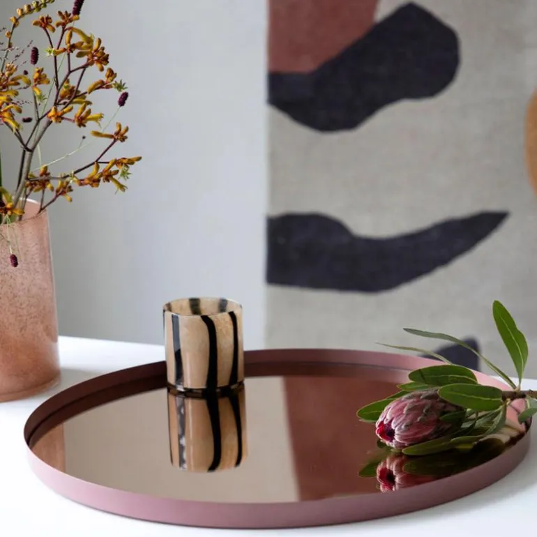 Calore lyslykt 10x10 cm beige/svart stripe