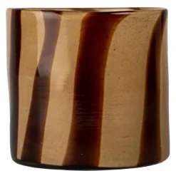 Calore vase/lyslykt 15x15 cm beige/brun striper