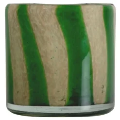 Calore vase/lyslykt 15x15 cm grønn/beige stripete