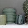 Calore vase/lyslykt 15x15 cm grønn/svart striper
