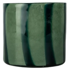 Calore vase/lyslykt 15x15 cm grønn/svart striper