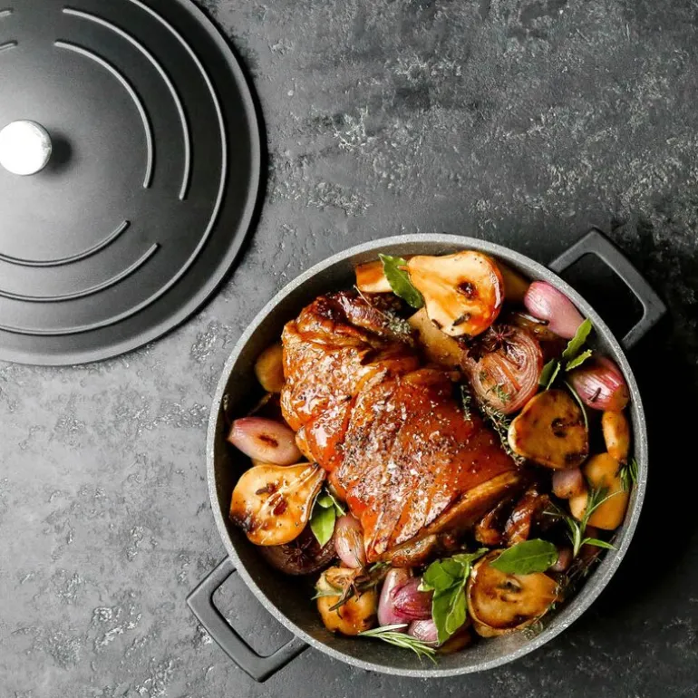 Cast Aluminium gryte 5L med selvøsende lokk svart