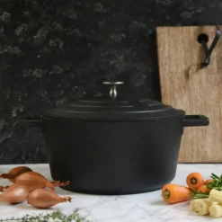 Cast Aluminium gryte 4L med selvøsende lokk svart