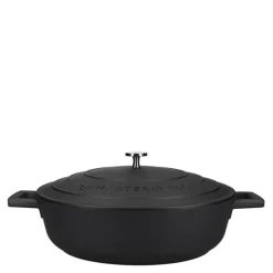Cast Aluminium lav gryte med selvøsende lokk 4L svart