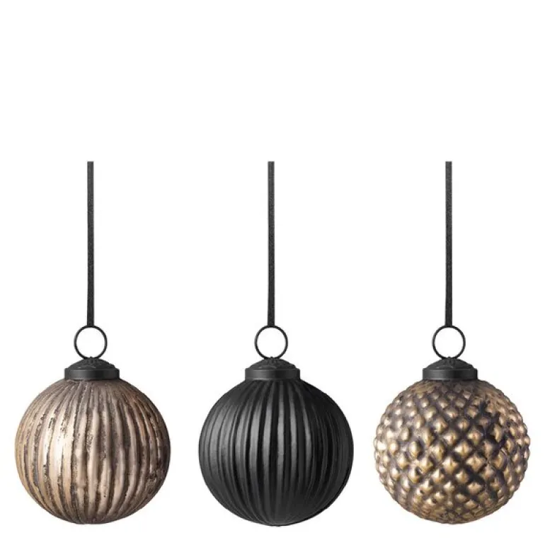 Christmas Chic julekuler i glass 3 stk
