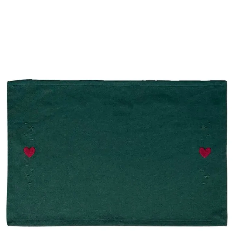 Christmas Fable dekkebrikker Hjerter 49x32 cm grønn