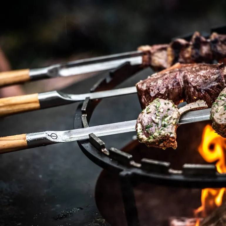 Churrasco grillspyd V-form 70 cm stål/oliventre