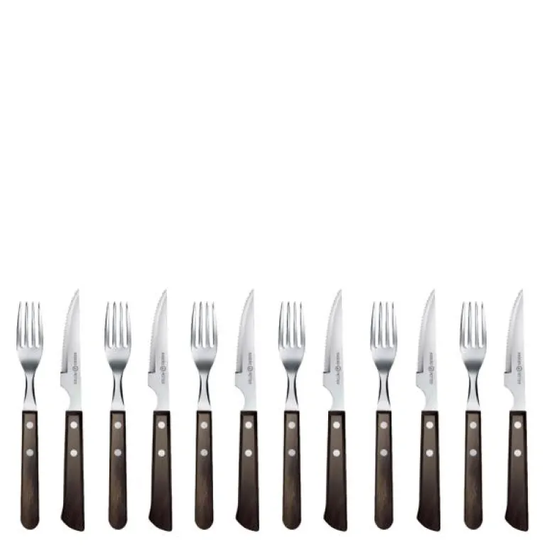 Classic biffbestikk 12 deler brun/blank