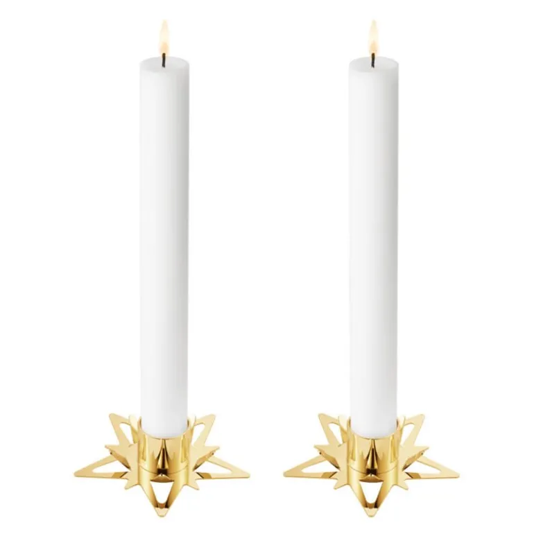 Classic Christmas lysestake stjerne 2 stk gull
