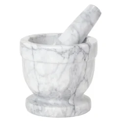 Classic morter i marmor 11,5 cm natur/hvit