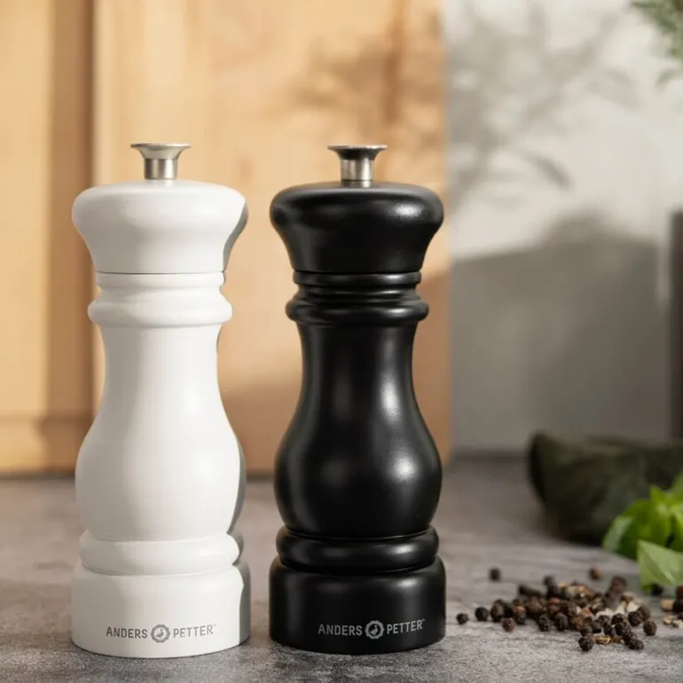Classic salt- og pepperkvern 16,5 cm 2 stk bøk/svart/hvit