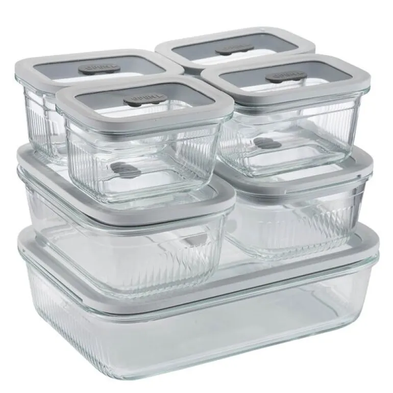 Clear Nest oppbevaringssett 7 deler 0,3L + 0,8L + 2L klar/lys grå