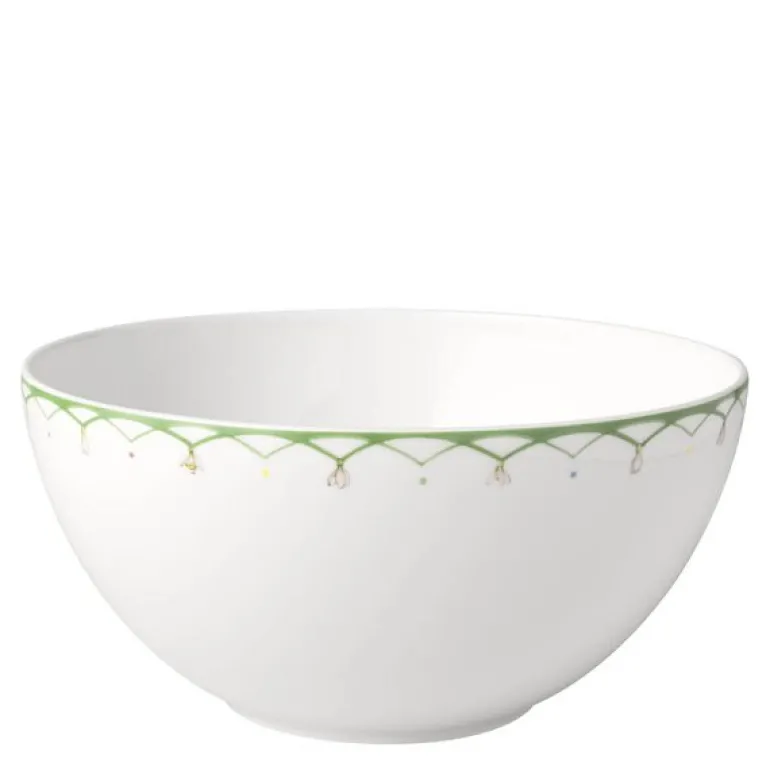 Colourful Spring salatskål 24 cm hvit/grønn