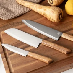 Concept knivsett 3 deler trehåndtak stål/brun