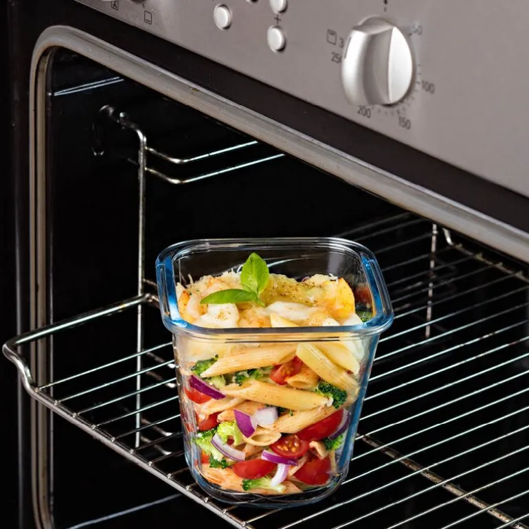 Cook & Go matboks 12x12 cm 0,8L klar/blå