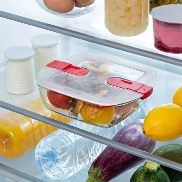 Cook & Heat oppbevaringsboks 2,2L rød/klar