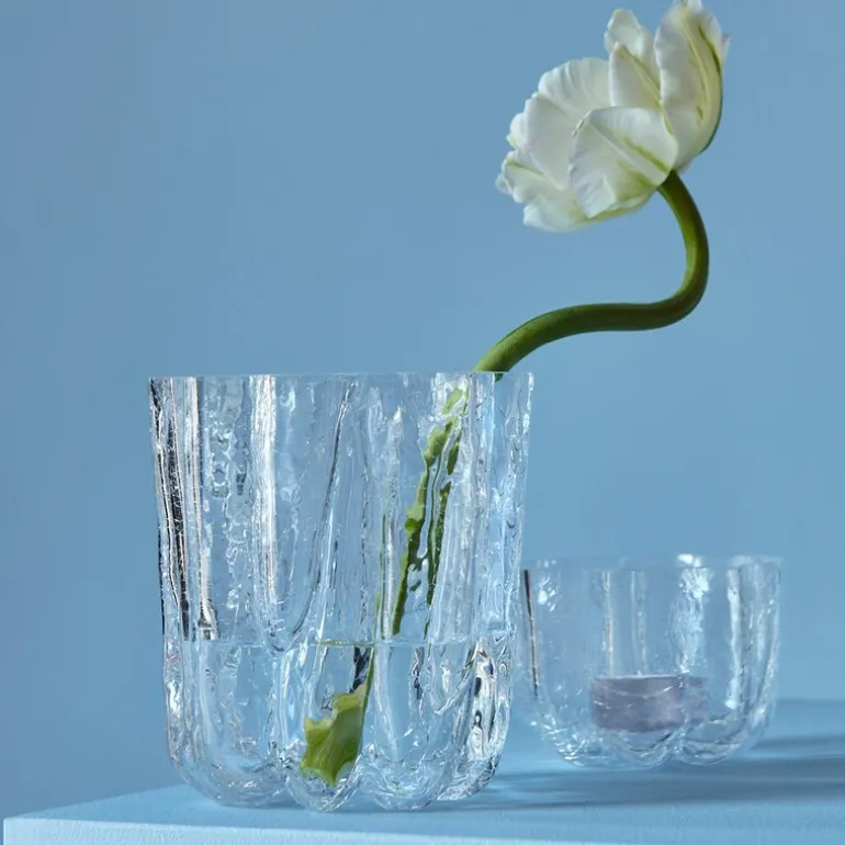 Crackle vase 12 cm klar