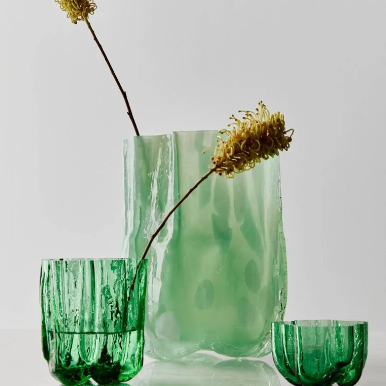 Crackle vase 12 cm mørk grønn