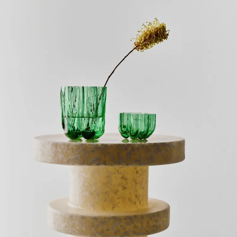 Crackle vase 12 cm mørk grønn
