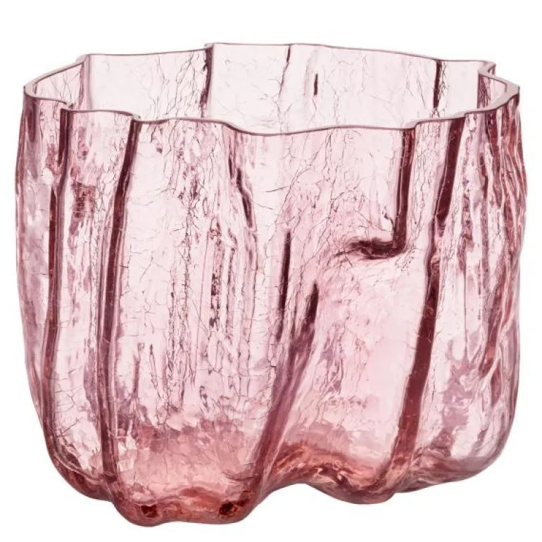 Crackle vase 17 cm rosa