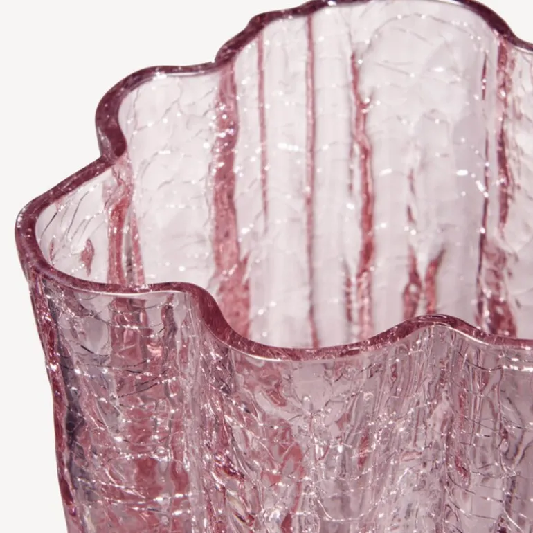 Crackle vase 12 cm rosa