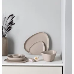 Curve Stoneware serveringsfat 35x30 cm sand