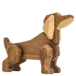Dachshund trefigur 11 cm valnøtt/ask
