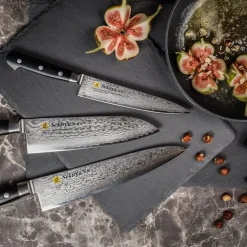 Damask kokkekniv 21 cm svart