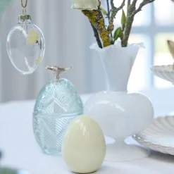 Delinne dekorasjon egg 7,7 cm gul