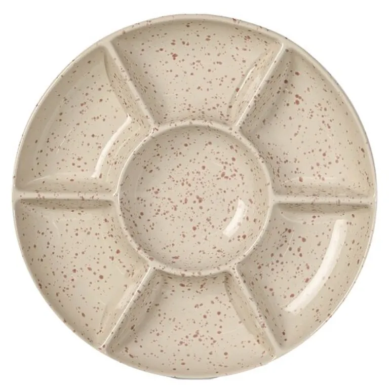 Ditte serveringsfat 26x26x3,5 cm beige/burgunder