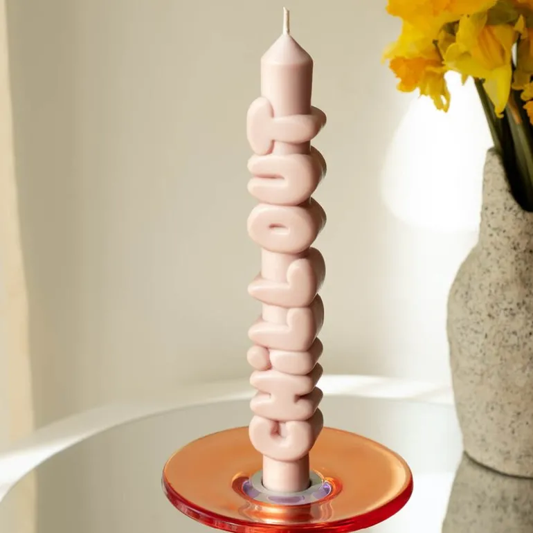 3D kronelys 23 cm CHILL OUT krem