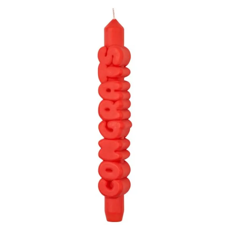 3D kronelys 23 cm CONGRATS oransje