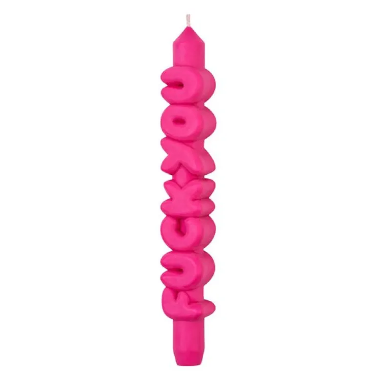 3D kronelys 23 cm F*CK YOU rosa