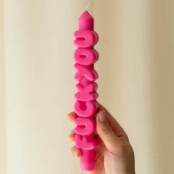 3D kronelys 23 cm F*CK YOU rosa