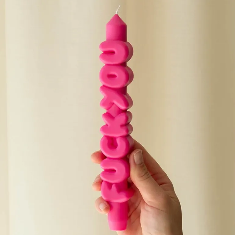 3D kronelys 23 cm F*CK YOU rosa