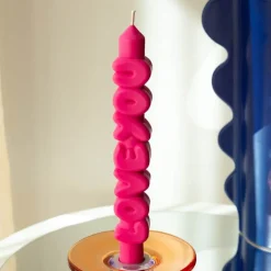 3D kronelys 23 cm LOVE YOU rosa