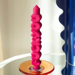 3D kronelys 23 cm 2 stk BOLD rosa/krem
