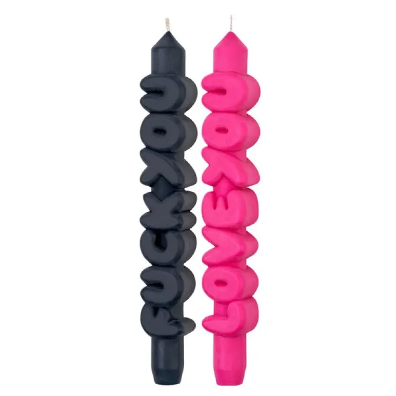 3D kronelys 23 cm 2 stk CONFROTATIONAL svart/rosa