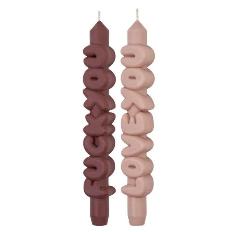 3D kronelys 23 cm 2 stk CONFROTATIONAL mocha/krem