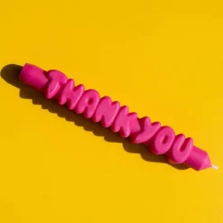 3D kronelys 23 cm THANK YOU rosa