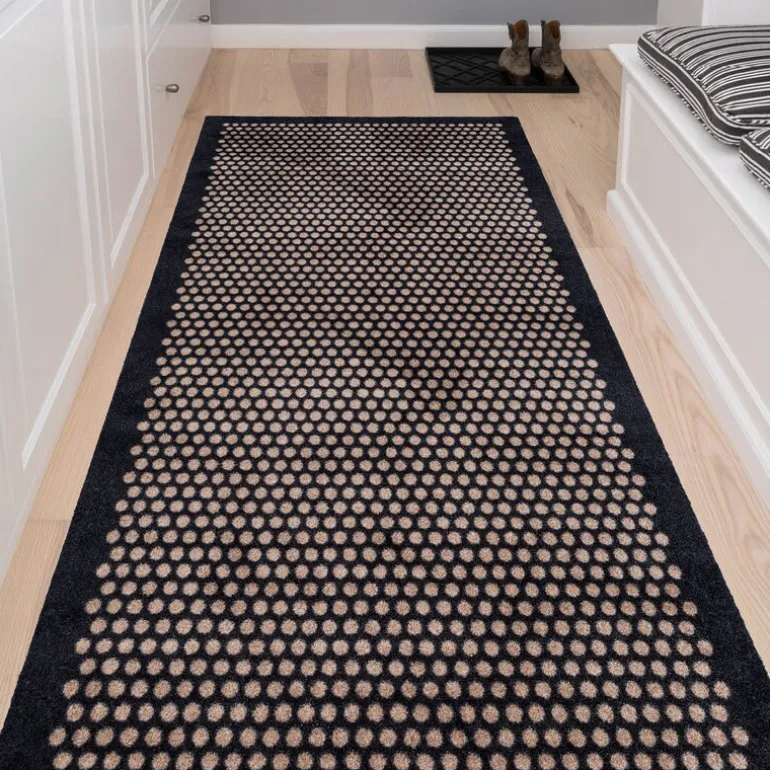 Dot gulvmatte 200x90 cm svart/sand