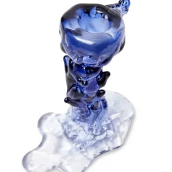 Drip lysestake i glass S 14 cm mørk blå