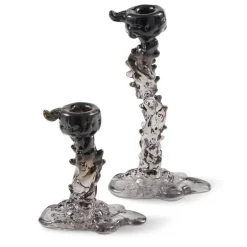 Drip lysestake i glass S 14 cm svart