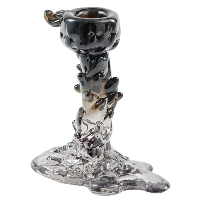 Drip lysestake i glass S 14 cm svart