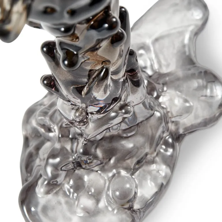 Drip lysestake i glass S 14 cm svart