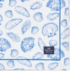 Duk 150x350 cm bomull skallprintet hvit/blå